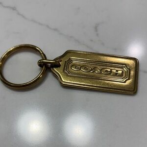 Coach vintage Gold-tone Embossed Logo metallic Tag Keyring